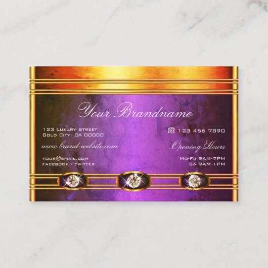 Blinkes helles Golden mit Lila Marmormustern Visitenkarte (Rückseite)