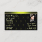 Blinkes Schwarz-Gelb mit Foto und Chic Monogram Visitenkarte (Rückseite)