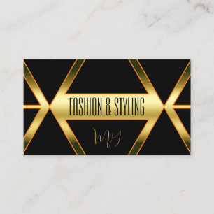 Blinkes Schwarz Schimmergolden mit Monogram Stilvo Visitenkarte