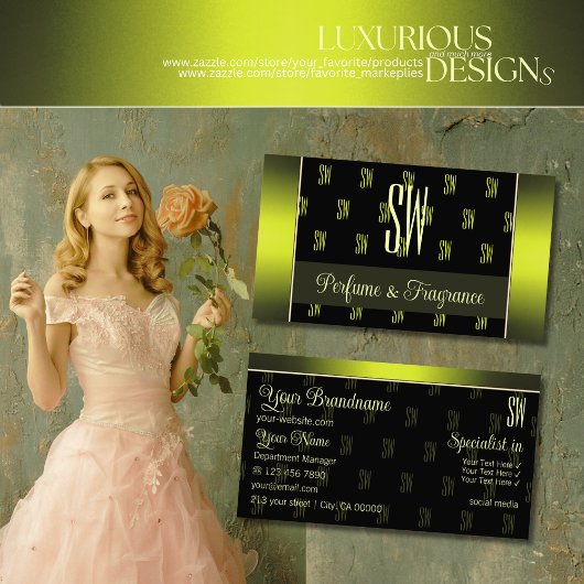 Blinkes Schwarz und Gelb mit Beruflichen Initialen Visitenkarte