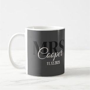Blinkname mit dem Hochzeitdatum Schwarzer Farbtext Kaffeetasse