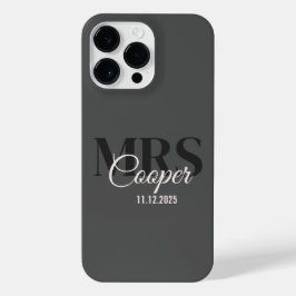 Blinkname mit dem Kohlefarbtext des Hochzeitdatums iPhone 14 Pro Max Hülle