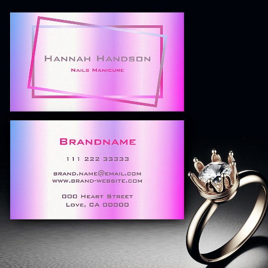 Blinkrosa Lila holografische Design-Trends Visitenkarte