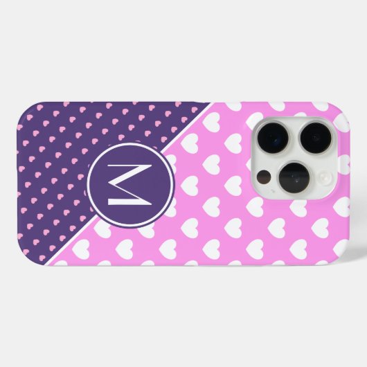 Blinkrosa und Lila Monogramm Case-Mate iPhone Hülle (Rückseite (Horizontal))