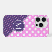 Blinkrosa und Lila Monogramm iPhone Hülle (Rückseite (Horizontal))