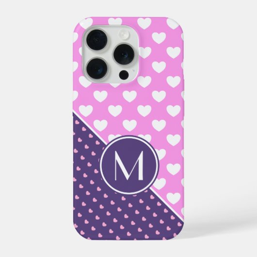 Blinkrosa und Lila Monogramm iPhone Hülle (Rückseite)