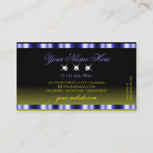 Blinky Blue Yellow Black Sparkle Jewels Stilvoll Visitenkarte (Rückseite)