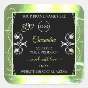 Blinky Light Green Black Product Label Juwelen Log Quadratischer Aufkleber
