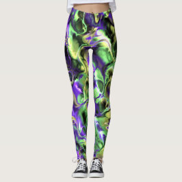Blinky Loud Colorful Boho Hippie Fraktal Marble Leggings