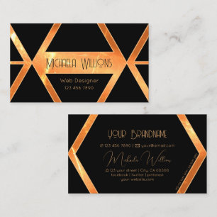 Blinky Shimmery Coral Cool Black Geometric Stilvol Visitenkarte