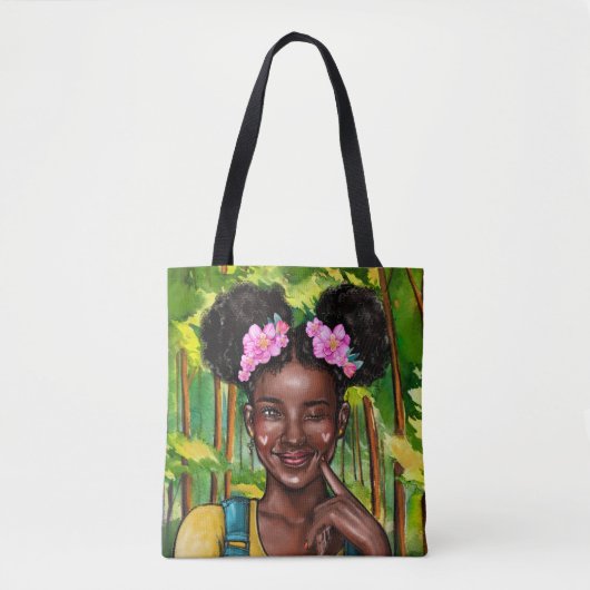 Blinzeln der Afro-Mädchen-Tasche Tasche (Vorderseite)