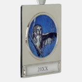 Blinzeln der Eule Banner-Ornament Silber (Rechts)