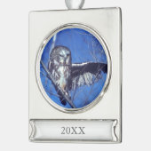 Blinzeln der Eule Banner-Ornament Silber (Links)