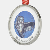 Blinzeln der Eule Silbernes Ornament (Links)