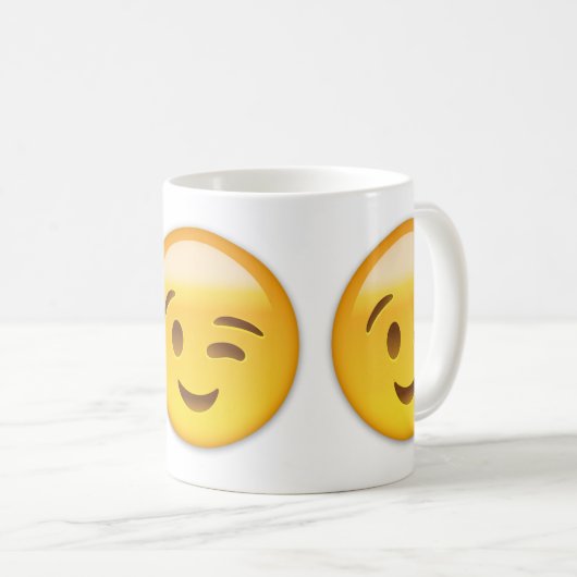 Blinzeln des Gesichtes Emoij Kaffeetasse (VorderseiteRechts)