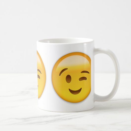 Blinzeln des Gesichtes Emoij Kaffeetasse (Rechts)