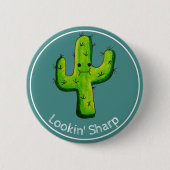 Bliokin' Sharp Funny Watercolor Cactus Button (Vorderseite)