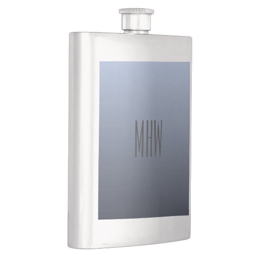Blish Gray Gradient Custom Monogram Flask Flachmann (Rechts)