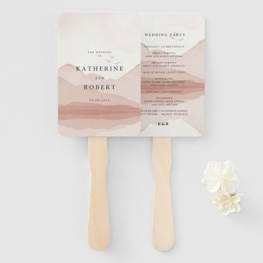 Blish Mountain Range Wedding Programm Handfan Fächer (Vorne und Hinten)
