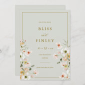 BLISS Floral Save the Date Minimale Hochzeitskarte (Vorne/Hinten)