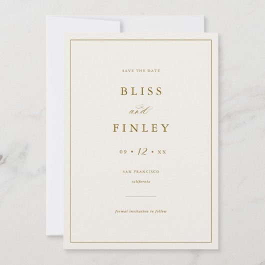 BLISS Minimal Save the Date Minimal Wedding Card (Vorderseite)