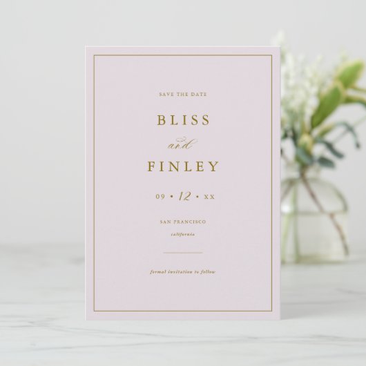 BLISS Minimal Save the Date Minimal Wedding Card (Stehend Vorderseite)