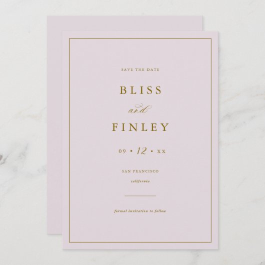 BLISS Minimal Save the Date Minimal Wedding Card (Vorne/Hinten)
