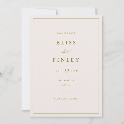 BLISS Minimal Save the Date Minimal Wedding Card (Vorderseite)