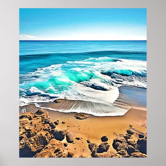 Bliss über den Strand: Blick auf den Ozean Poster (Vorne)