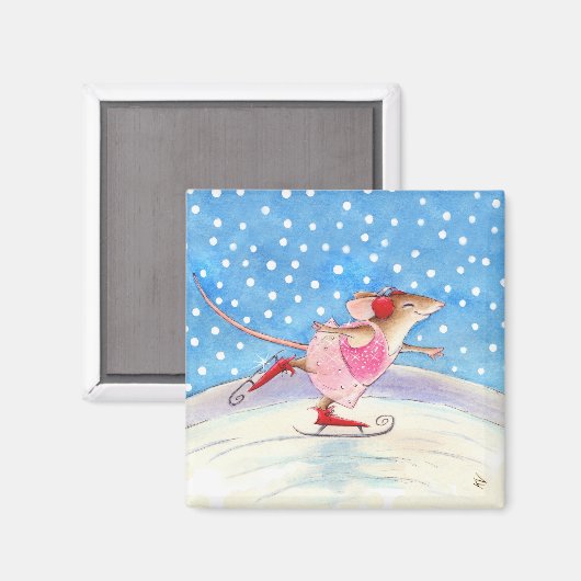 Blissartige Skaten-Maus Magnet (Vorderseite/Rückseite)