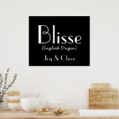 Blisse English Origin with Bedeutung in Black I Poster (Küche)