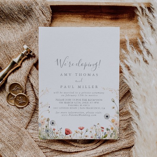 Blisses Boho Wildblume Elopement Empfang Einladung