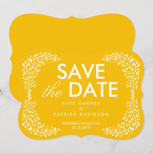Blisses Laurel EDITABLE FARBE Save the Date Card (Vorne/Hinten)