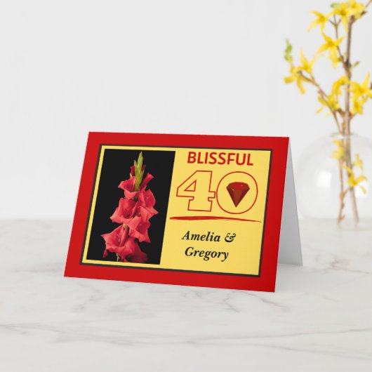 Blissful 40th Ruby Wedding Anniversary Karte (Gelbe Blume)