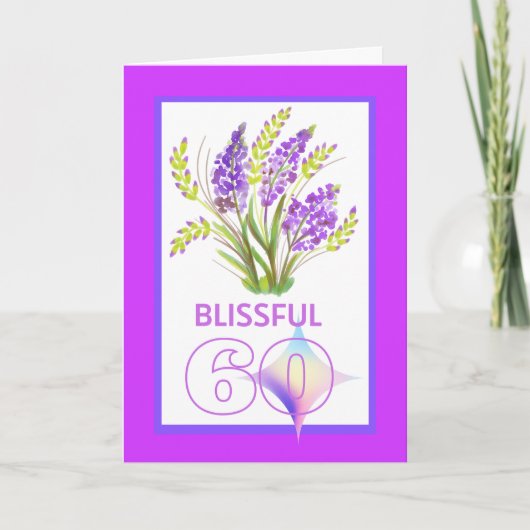 Blissful 60 Diamond Jubiläum Purple Blumen Karte (Vorderseite)