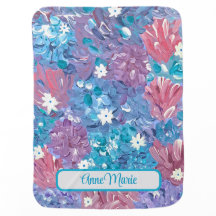 Blissful Blue Floral Baby Blanket
