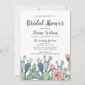 Blissful Blush Cactus Wedding Brautparty Einladung (Vorderseite)