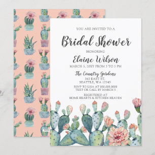 Blissful Blush Cactus Wedding Brautparty Einladung