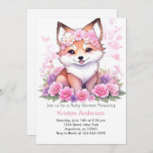 Blissful Boho Forest Fox Meadow Girl Babydusche Einladung (Vorne/Hinten)