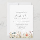 Blissful Boho Wildblume Nuestra Boda Wedding Einladung (Vorderseite)