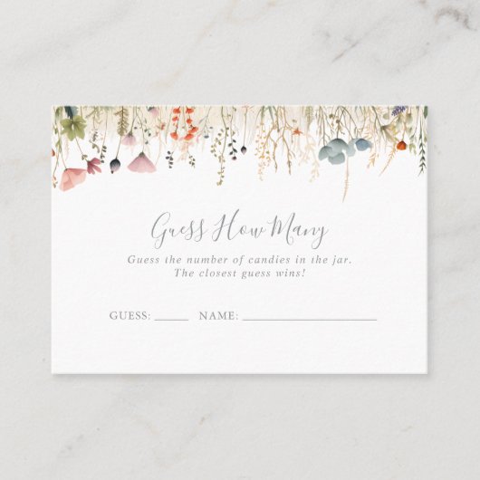 Blissful Boho Wildblume schätzt, wie viele Game Ca Visitenkarte (Vorderseite)