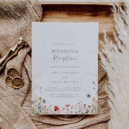 Blissful Boho Wildflower Wedding Reception Einladung
