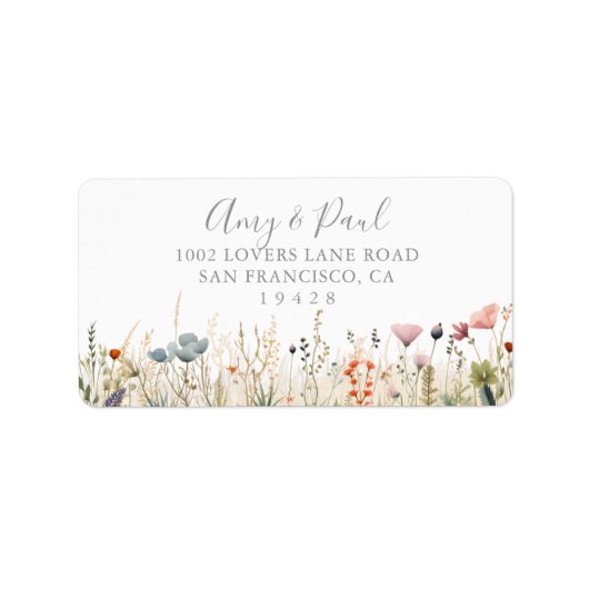 Blissful Boho Wildflower Wedding RSVP Address Adressaufkleber (Vorne)