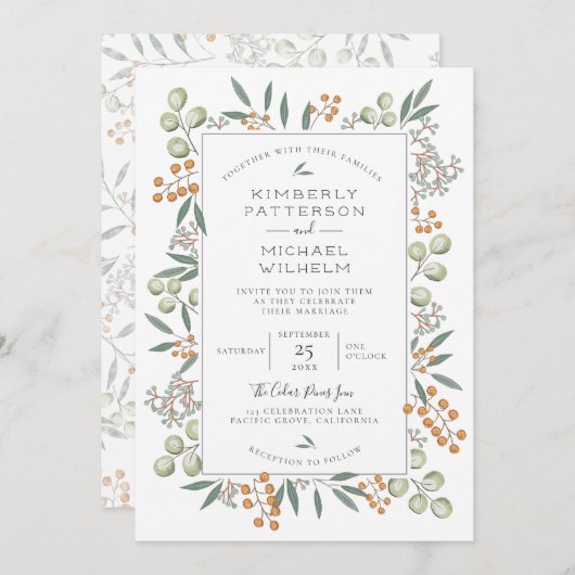 Blissful Bounty Botanical Wedding Suite Einladung (Vorne/Hinten)