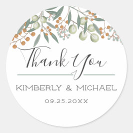 Blissful Bounty Botanical Wedding Vielen Dank Runder Aufkleber