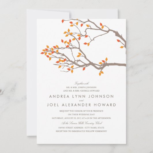 Blissful Branches Wedding Invitation Einladung (Vorderseite)
