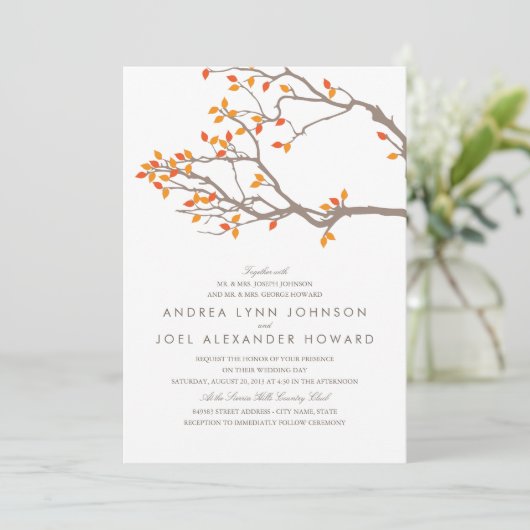 Blissful Branches Wedding Invitation Einladung (Stehend Vorderseite)