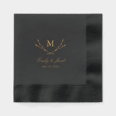 Blissful Branches Wedding Monogram Servietten Mit Folie (Vorderseite)