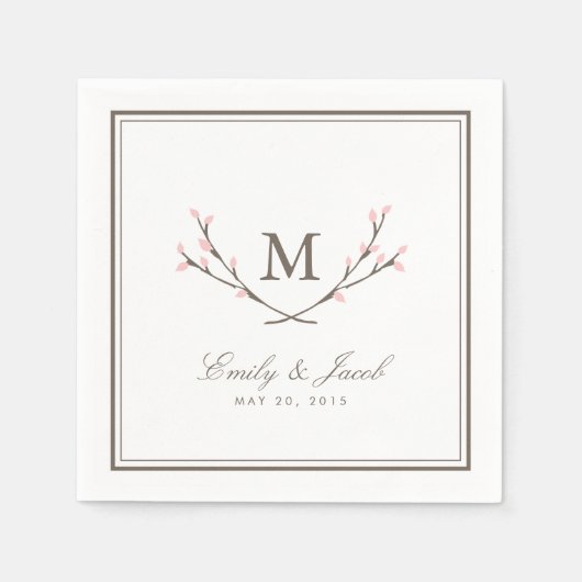Blissful Branches Wedding Paper Napkins - Pink Serviette (Vorderseite)