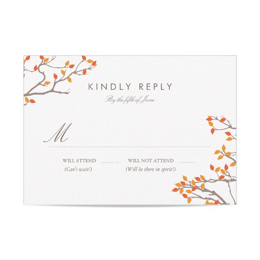 Blissful Branches Wedding RSVP Karte